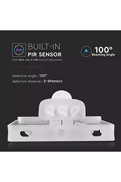 NO BRAND V-TAC Proiector LED 20W Samsung Alb cu Senzor de Mișcare IP65 Cald
