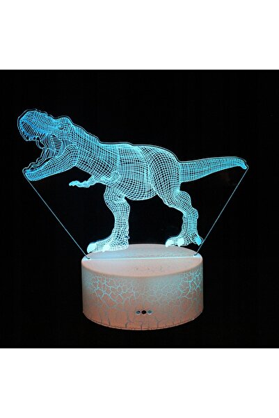 NO BRAND LAMPĂ 3D LED DINOZAVR T-REX JURASSIC PARK 16 CULORI + TELECOMANDĂ