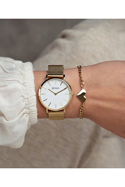 NO BRAND BOWA New York Set Cadou Petite White-Gold Mesh 34 (ceas + brățară)