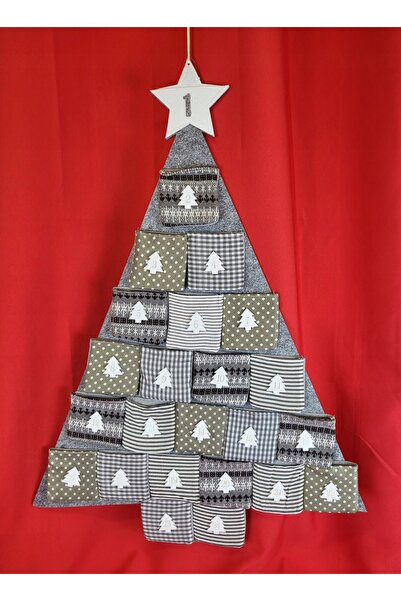 NO BRAND Calendar de Advent din material textil în formă de brad de Crăciun 68CM