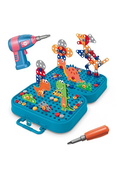 woopie Set de construcție DIY cu blocuri, cu șuruburi, tematică dinozauri, ti...