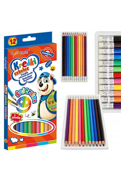 Bambino Creioane cerate ștergibile cu radieră, 12 culori, ștergibile x 4 OPAK