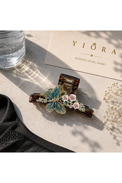 yiora Special Series Gold Metal and Crystal Stone Detailed Latch Buckle 8cm
