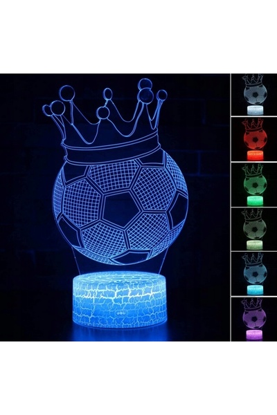MAXCOM Lampă de veghe LED 3D fotbal, tip coroană, 16 culori + telecomandă