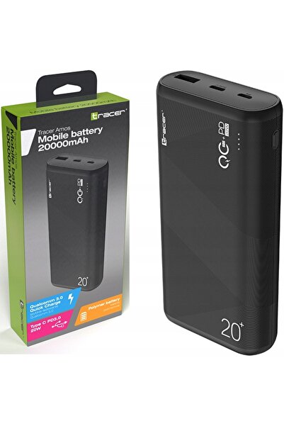 Tracer Power Bank 20000mAh USB-C PD 20W 3.0 POWERBANK Încărcare rapidă Sigur