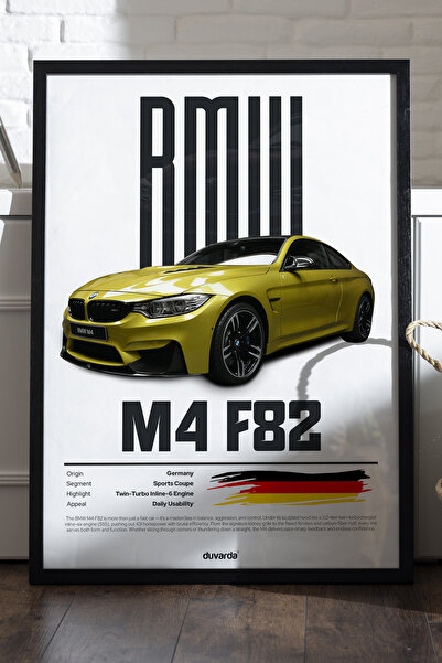 Duvarda BMW F30 Siyah Ahşap Çerçeveli Poster, Dekoratif Araba Duvar Tablosu
