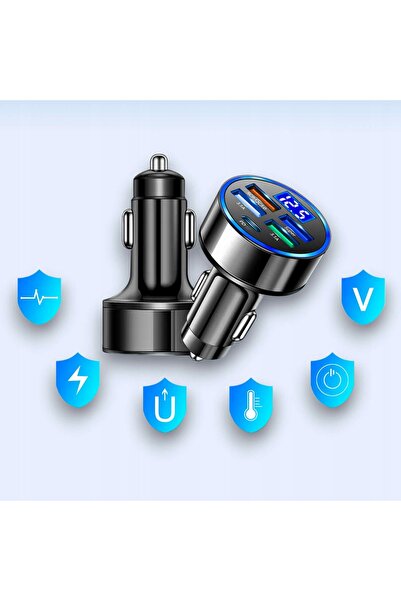 ALOGY 4x USB QC 3.0 + USB C PD 20W Încărcător auto LED rapid și puternic de 2...
