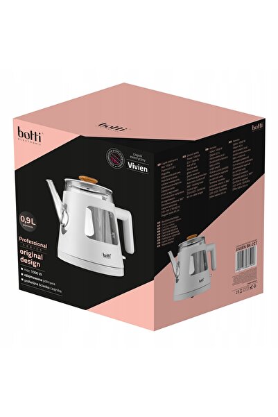 NO BRAND Ceainic electric Botti Vivien 0,9 L, 1000 W, din sticlă, alb, cu LED...