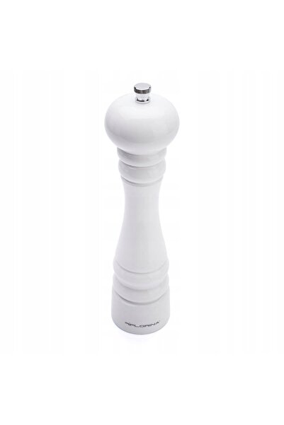 FLORINA Râșniță de condimente clasică, 24 cm, albă, din lemn, manuală