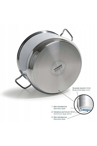 NO BRAND OALĂ GASTRONOMICĂ MARE 10,8L 28cm OȚEL INOXIDABIL 18/10 GAZ INDUCȚIE