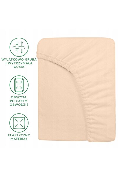 NO BRAND Cearșaf de pat cu elastic 180x200 bumbac frotir FROTA culoare roz pa...