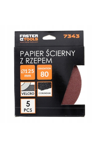 NO BRAND FASTER TOOLS hârtie abrazivă cu Velcro 125mm granulație 80 5 bucăți ...