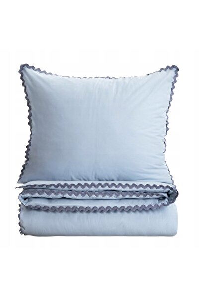 Homla Lenjerie de pat din bumbac VELA cu bordură decorativă albastră 160x200 ...