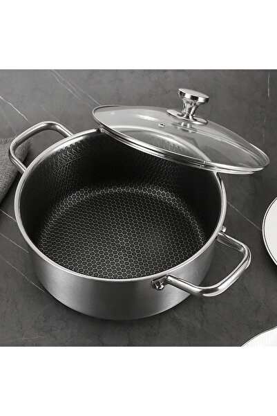 NO BRAND Oală SOLIDĂ cu acoperire tip fagure de miere, 24 cm, 6,0 l, cu capac...
