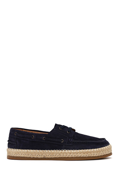 Derimod Men's Navy Blue Lace-Up Suede Leather Espadrille 26Sfd770010