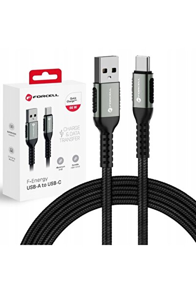 NO BRAND Cablu USB-A - USB-C 66W Forcell F-Energy QC4.0 Cafule 0,25 m negru