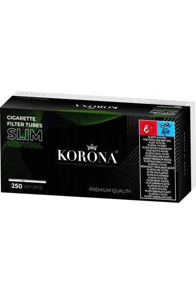 NO BRAND Gilzy țigări de hârtie KORONA SLIM MENTHOL 250 bucăți X 8