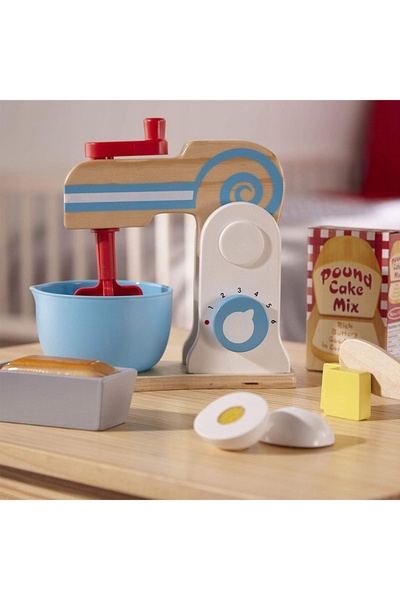 Melissa & Doug Mixer din lemn, cuțit pentru unt și ouă, pentru copii Melissa