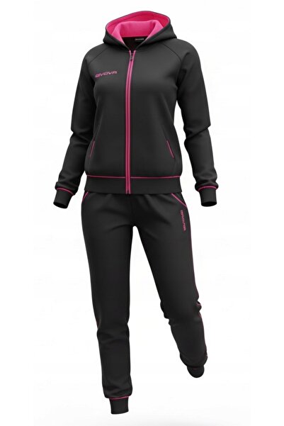 Givova Set trening hanorac și pantaloni LFB26 negru fucsia 36 S