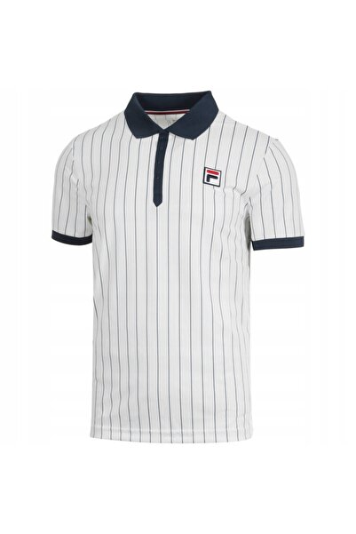 FILA Tricou de tenis Polo cu dungi Bjorn alb XL
