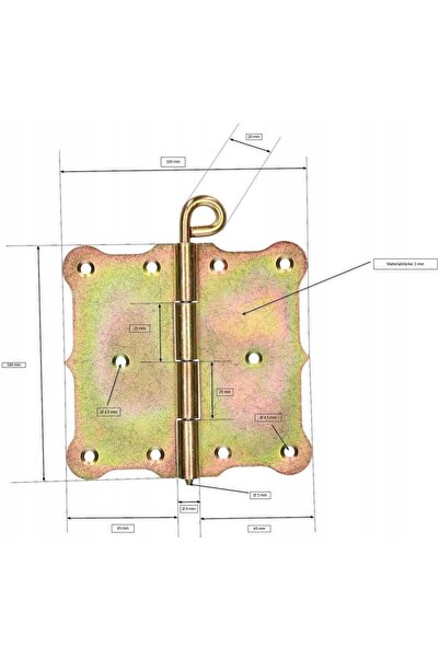 NO BRAND SET 25X Balamale din oțel, 100x100 MM, plate, zincate, pentru mobilier