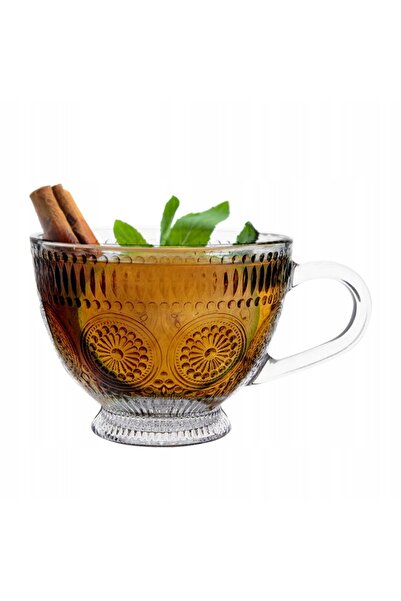 NO BRAND Set de cești de cafea din sticlă cu toartă Altom Design Daisy, 430 m...