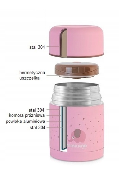 NO BRAND Termos pentru prânz Miniland 0,6 l, roz