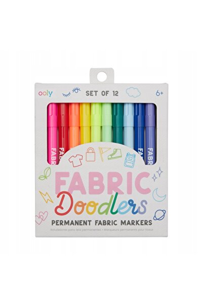 Ooly Markere pentru îmbrăcăminte, țesături, textile, 12 culori Doodlers