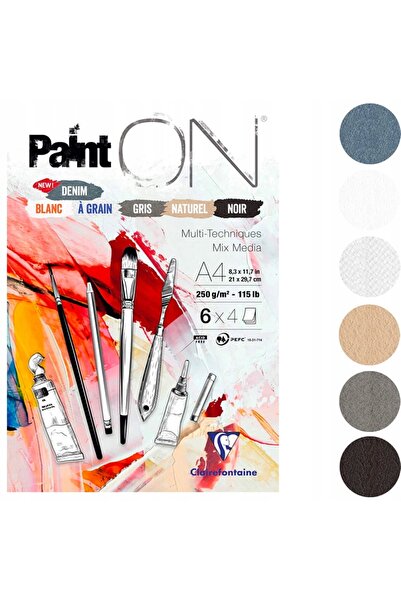 Clairefontaine Bloc lipit A3 pentru pictură pe denim, 6 culori, 24 coli. 250g.
