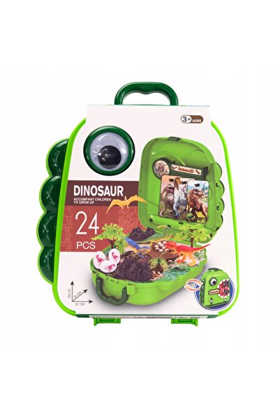 Ikonka Set rucsac cu dinozauri pentru copii, figurine dinozauri, ouă, portabi...