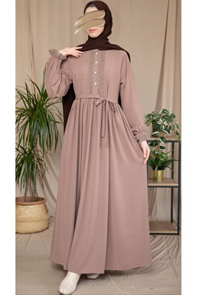Sahra Vera Pudra Dantelli Elbise 5138