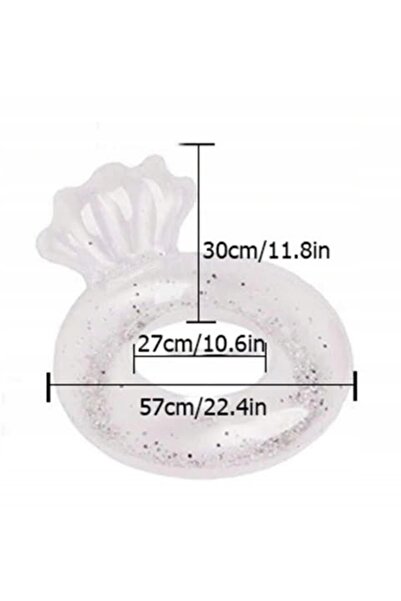 NO BRAND Colac gonflabil transparent cu sclipici, în formă de cerc, de 57 cm,...