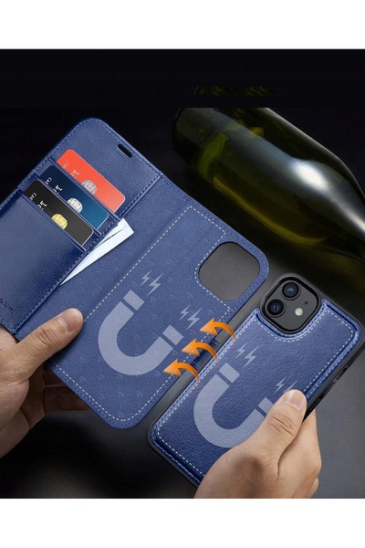 NO BRAND OCASE Husă tip carte Portofel iPhone 12 / 12 Pro 2 în 1 MagSafe Piel...