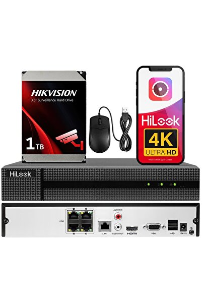 Hilook Înregistrator IP Hikvision 4 canale PoE până la 8MP NVR-104MH-C/4P Dis...