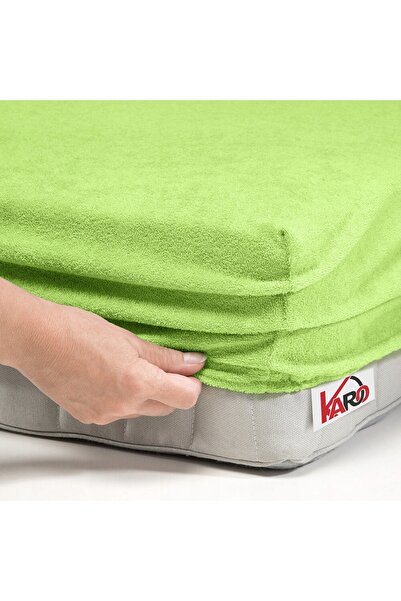 NO BRAND Cearșaf de pat din frotir cu elastic 140x200 verde lime 058 grosime ...