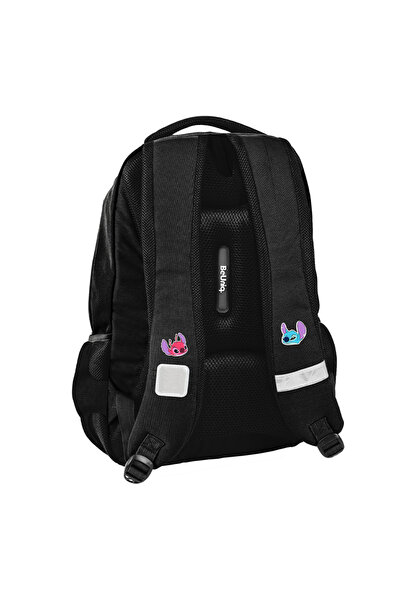 NO BRAND Rucsac școlar pentru fete, negru, cu Stitch și Angel, pentru clasele...