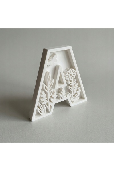 NO BRAND Literă decorativă albă cu tematică florală 3D, pentru decorarea case...