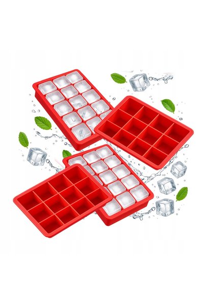 NO BRAND 4x Tăvițe de silicon pentru cuburi de gheață, Forme XXL pentru gheață de fructe, Forme pentru congelare