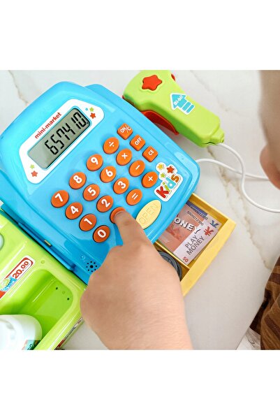 woopie Casă de marcat cu raft pentru copii, scanner, bancnote și accesorii