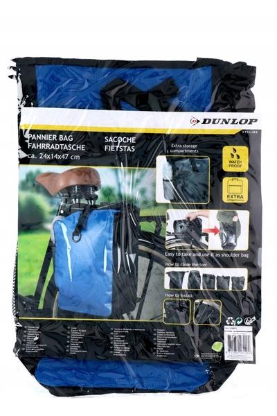 DUNLOP Geantă de bicicletă pentru portbagajul spate, impermeabilă, albastră, ...