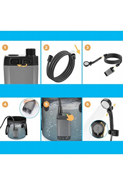 NO BRAND DUȘ DE CĂLĂTORIE CU BATERIE REÎNCĂRCABILĂ, FĂRĂ CABLU, 6000 mAh, USB