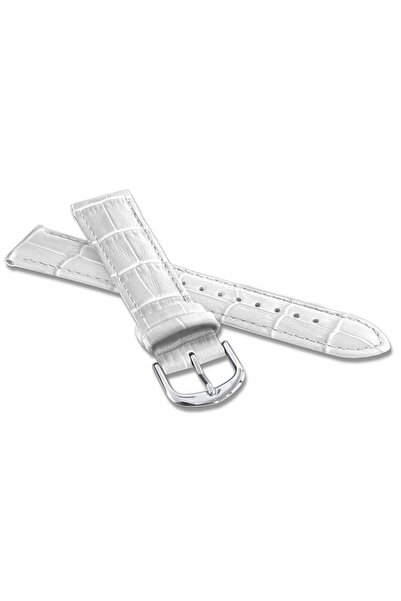 NO BRAND Curea smartwatch din piele albă, model crocodil, 18 mm, LAVVU LSIUW18