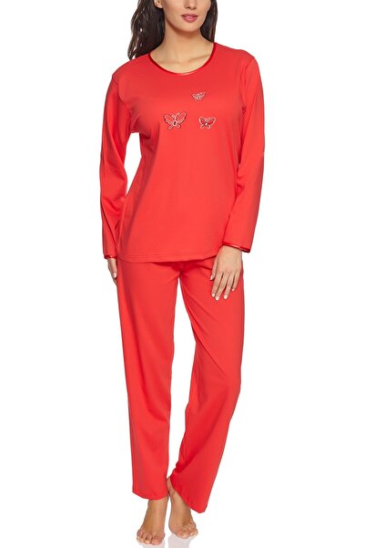 NO BRAND Pijamale de damă din bumbac, cu mânecă lungă, MS-DR Coral L