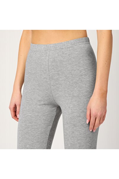 NO BRAND Colanți de damă 3/4 capri din bumbac MS10-199 Gri XS