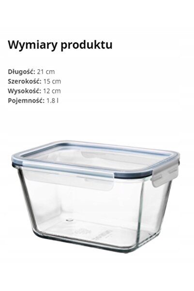 NO BRAND IKEA 365+ Recipient din sticlă cu capac din plastic, 1000 ml, SET de...