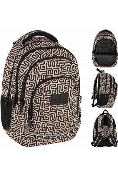 NO BRAND Rucsac școlar Back Up cu multiple compartimente, în nuanțe de maro ș...