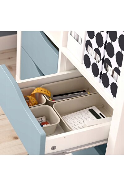 NO BRAND IKEA KALLAX Modul cu 2 sertare 33x33 cm, model ondulat/albastru-gri ...