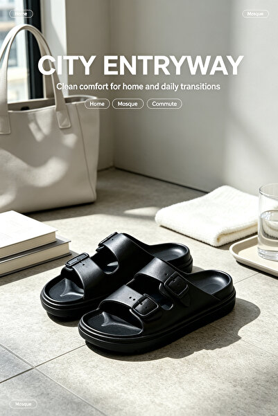 Al Masheel Store Saudi‑Made Men Double‑Strap EVA Slide Sandals, Quick‑Dry Hom...