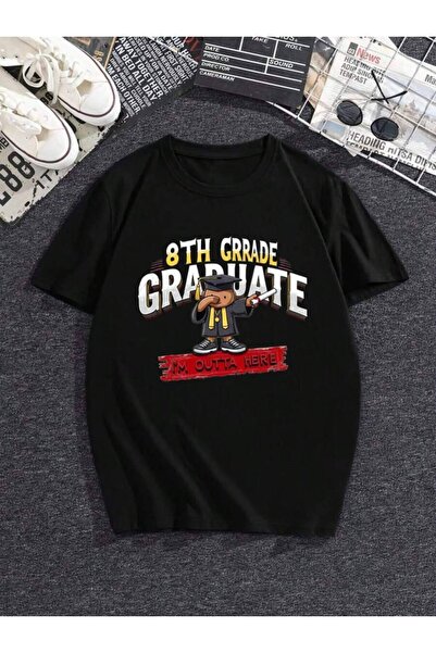 26LIK Unisex 8th Grade Graduation "I'm Out" Funny Graphic T-Shirt, Loose Fit ...