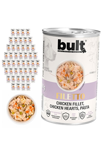 Bult Fileuri de carne hrană umedă pentru câini Pui, inimi și paste Conservă 4...